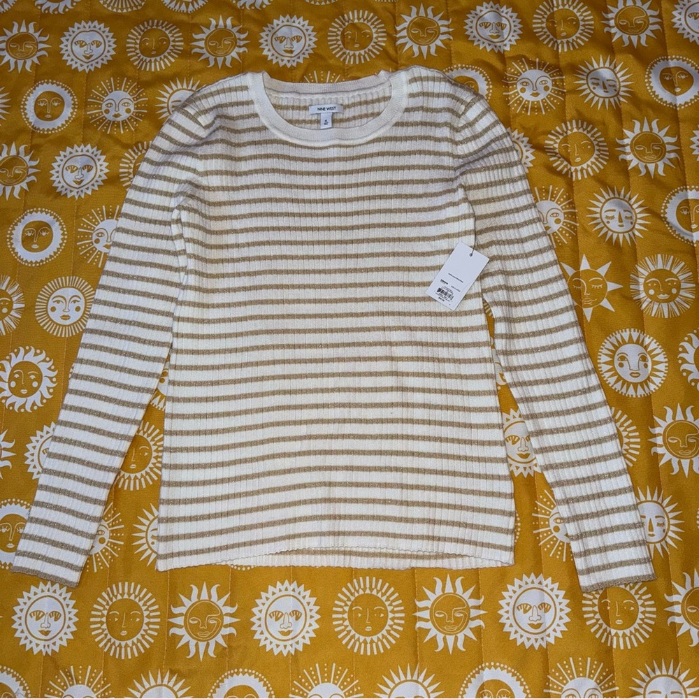 Nine West gold sparkle stripe long sleeve NWT